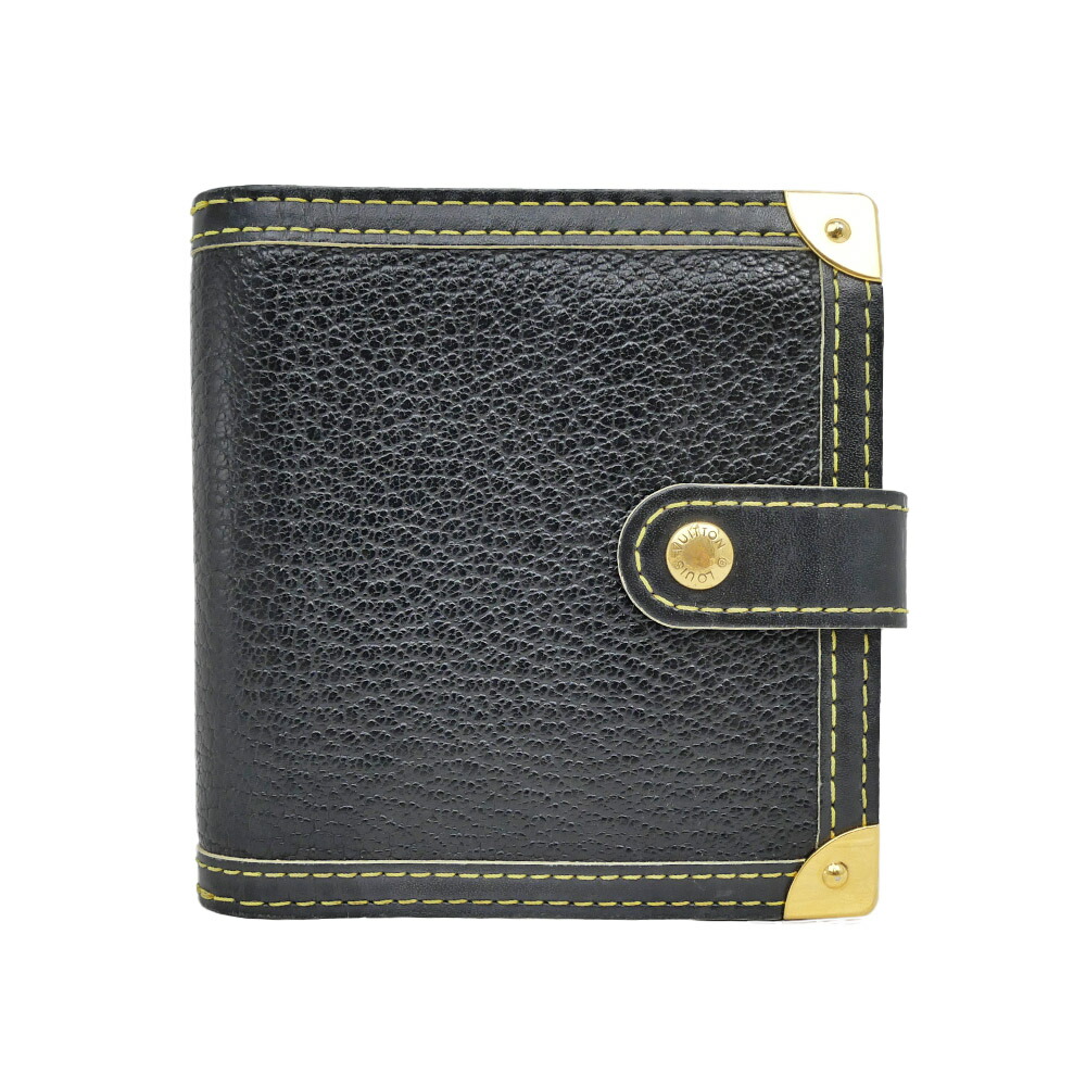 【名東】【LOUIS VUITTON】ルイヴィトン コンパクトジップ M91828 スハリ ブラック ゴールド金具 二つ折り財布 メンズ レディース【中古】