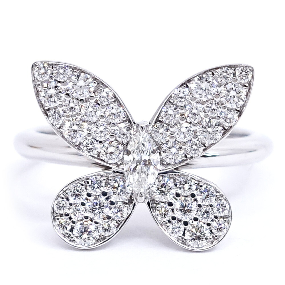 【栄】【GRAFF】グラフ K18WG パヴェ バタフライ ダイヤモンド ミニ リング 指輪 ジュエリー RGR523 レディース【中古】|質ウエダ