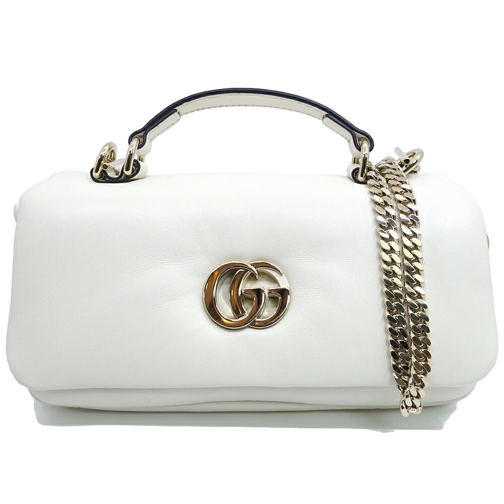 【最大限度３万円銀行割引クーポン券】【栄】【GUCCI】グッチ GGミラノ ミニトップハンドルバッグ 806017 なめし革 WH GD金具 ショルダーバッグ レディース 箱 保護すること袋【中古】