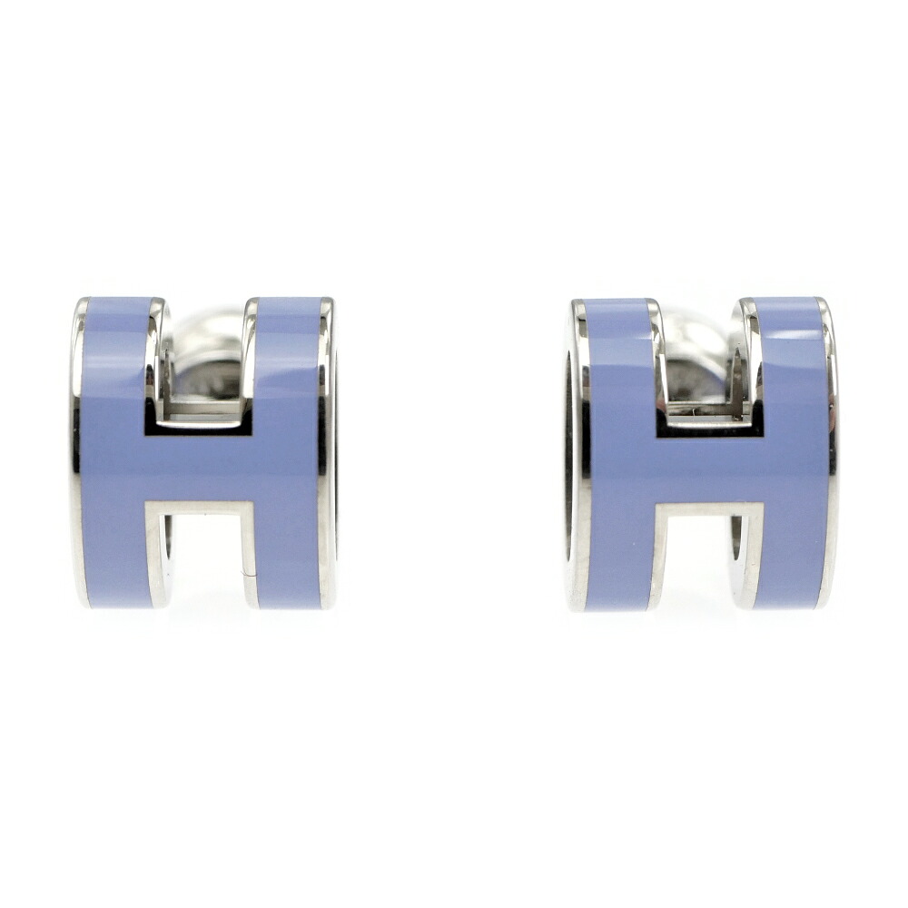 【名東】【HERMES】エルメス ピアス ポップアッシュ 一対 リラ パープル系 シルバー金具 POP H アクセサリー ジュエリー レディース 女【新品】【未使用】【中古】｜質ウエダ