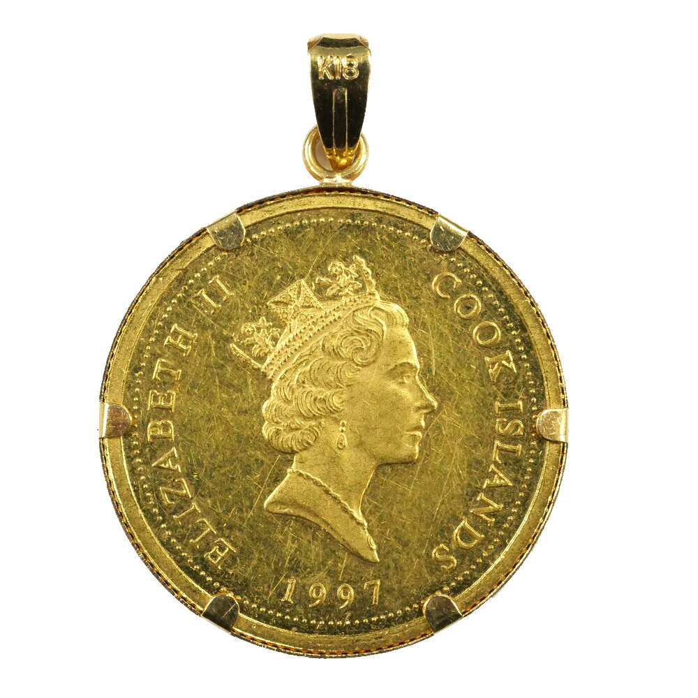 【名東】【JEWELRY】トップ クック島金貨 5GMS 1997年 ラブエンジェル K24/K18 約5.6g ジュエリー イエローゴールド【中古】