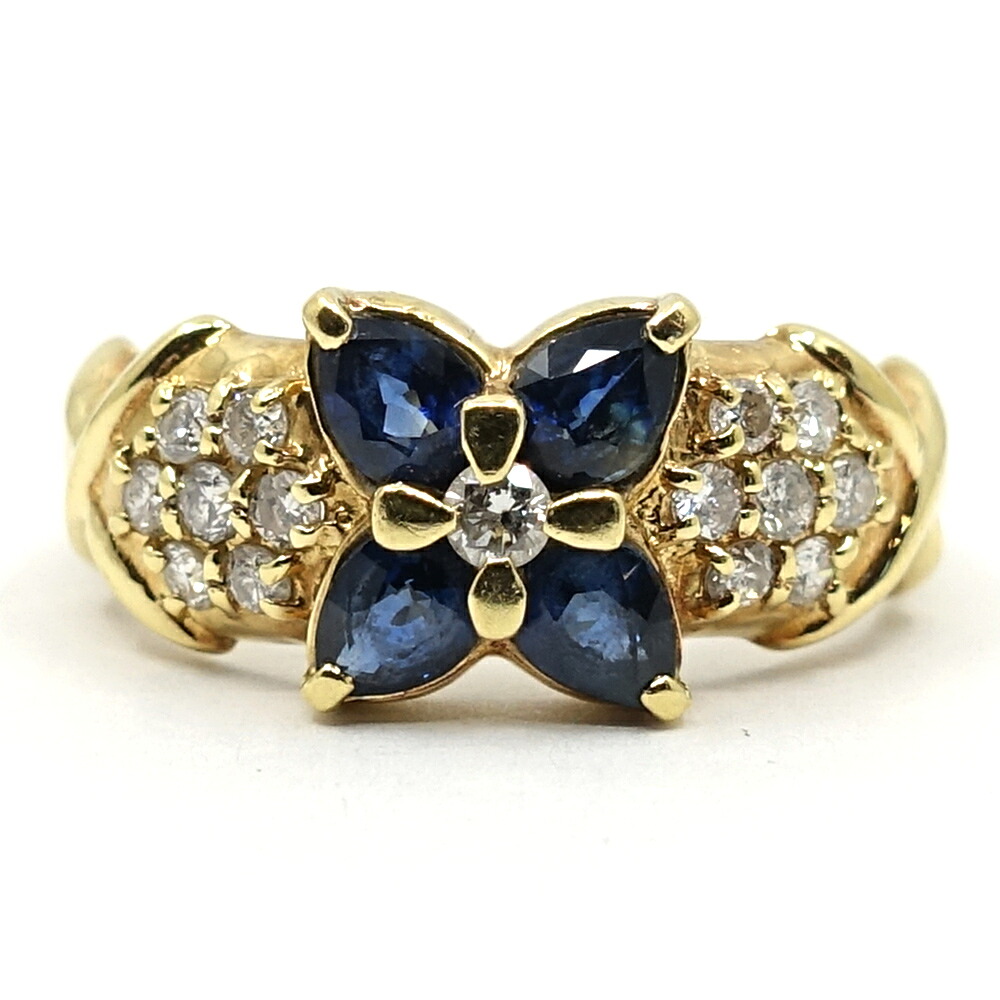 【栄】【JEWELRY】ジュエリー リング 指輪 サファイア 1.03ct ダイヤモンド 0.32ct K18 YG イエローゴールド 約4.1g 10号 レディース 本体のみ【中古】|質ウエダ