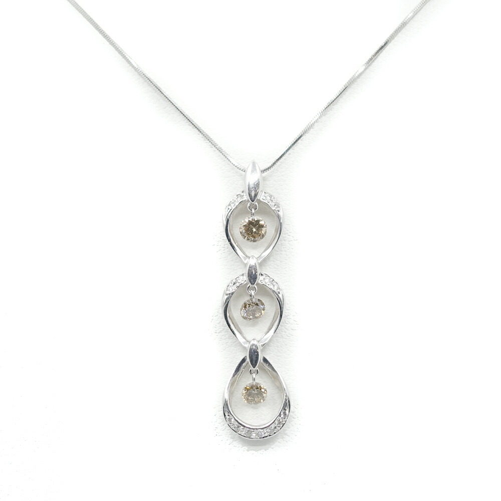 【最大３万円OFFクーポン】【栄】【JEWELRY】ジュエリー ネックレス K18WG ブラウンダイヤモンド 0.5ct ダイヤモンド 0.07ct ホワイトゴールド 46.5cm 約5.7g レディース 本体のみ【中古】