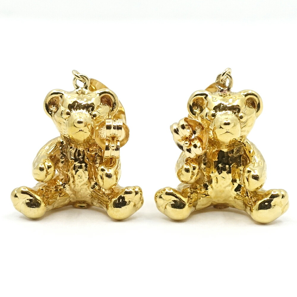【栄】【JEWELRY】ジュエリー ピアス テディベアモチーフ K18 YG イエローゴールド 約3.2g 一対 レディース 本体のみ【中古】