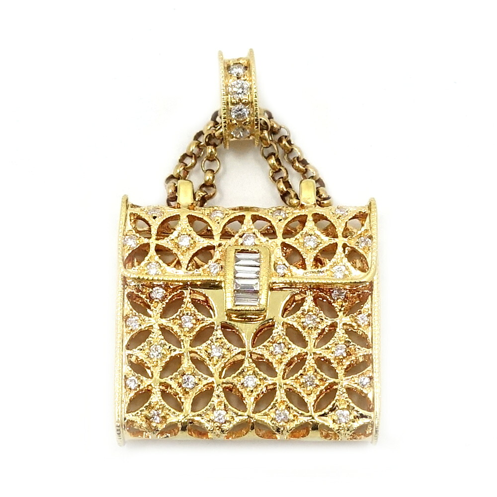 【栄】【JEWELRY】K18YG 御徒面子主題 鞄 シャンデリヤいの一番 金剛石 750YG メンズ レディース 宝飾品【中古】
