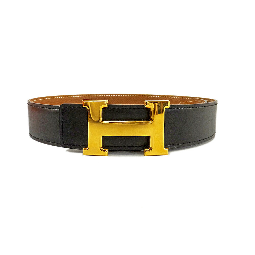 【天白】【HERMES】エルメス Hベルト 65 ゴールド×ブラック T刻印（２０１５年頃製造） ビジネス メンズ 小物 その他【中古】