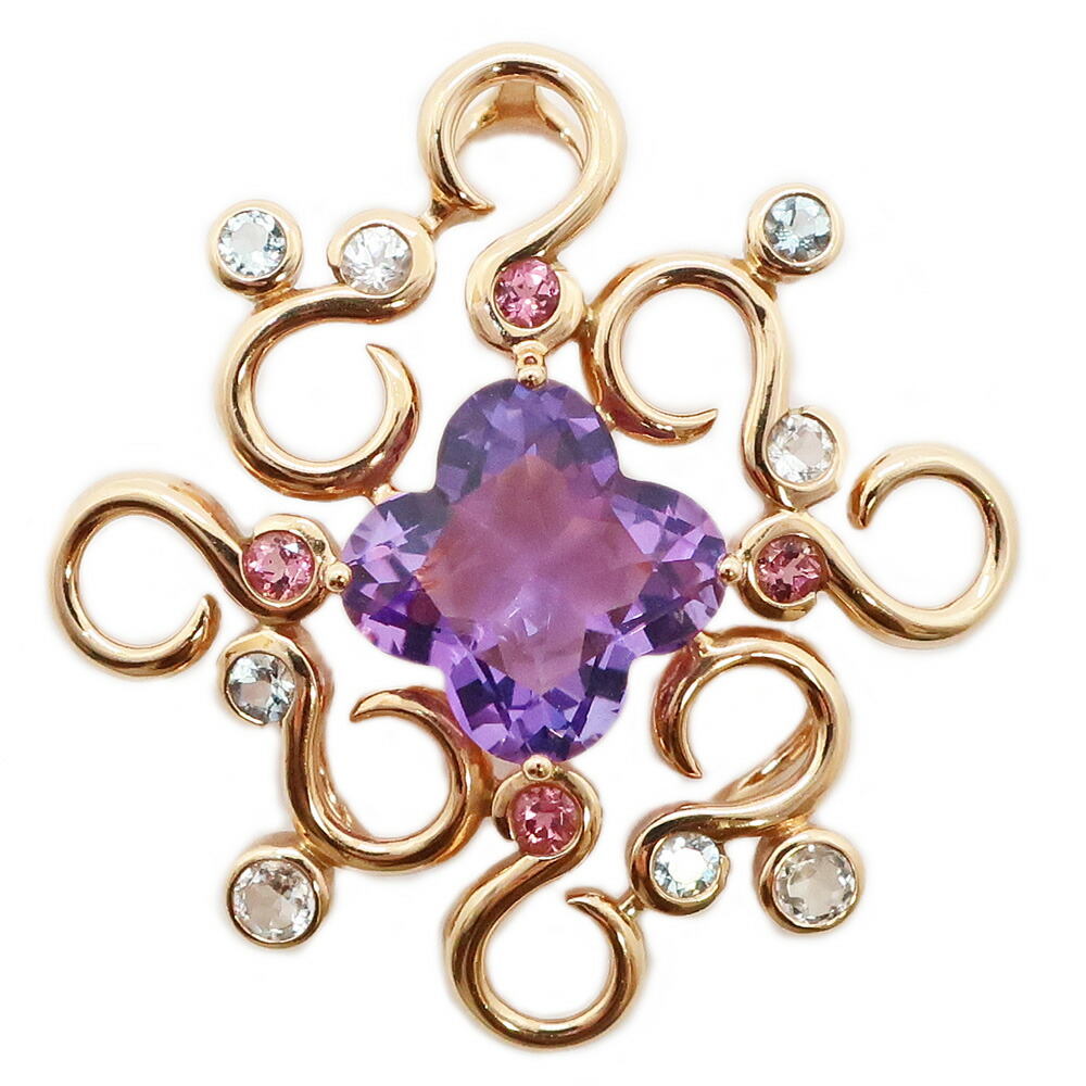 【天白】【JEWELRY】K14PG アメジスト マルチカラー ペンダントトップ ピンクゴールド ジュエリー 約7.5g レディース アクセサリー デザイン【中古】