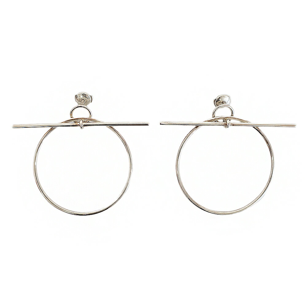 【天白】【HERMES】エルメス ピアス ループMM 一対 Ag925 シルバー アクセサリー ジュエリー ファッション 小物 その他 レディース【中古】