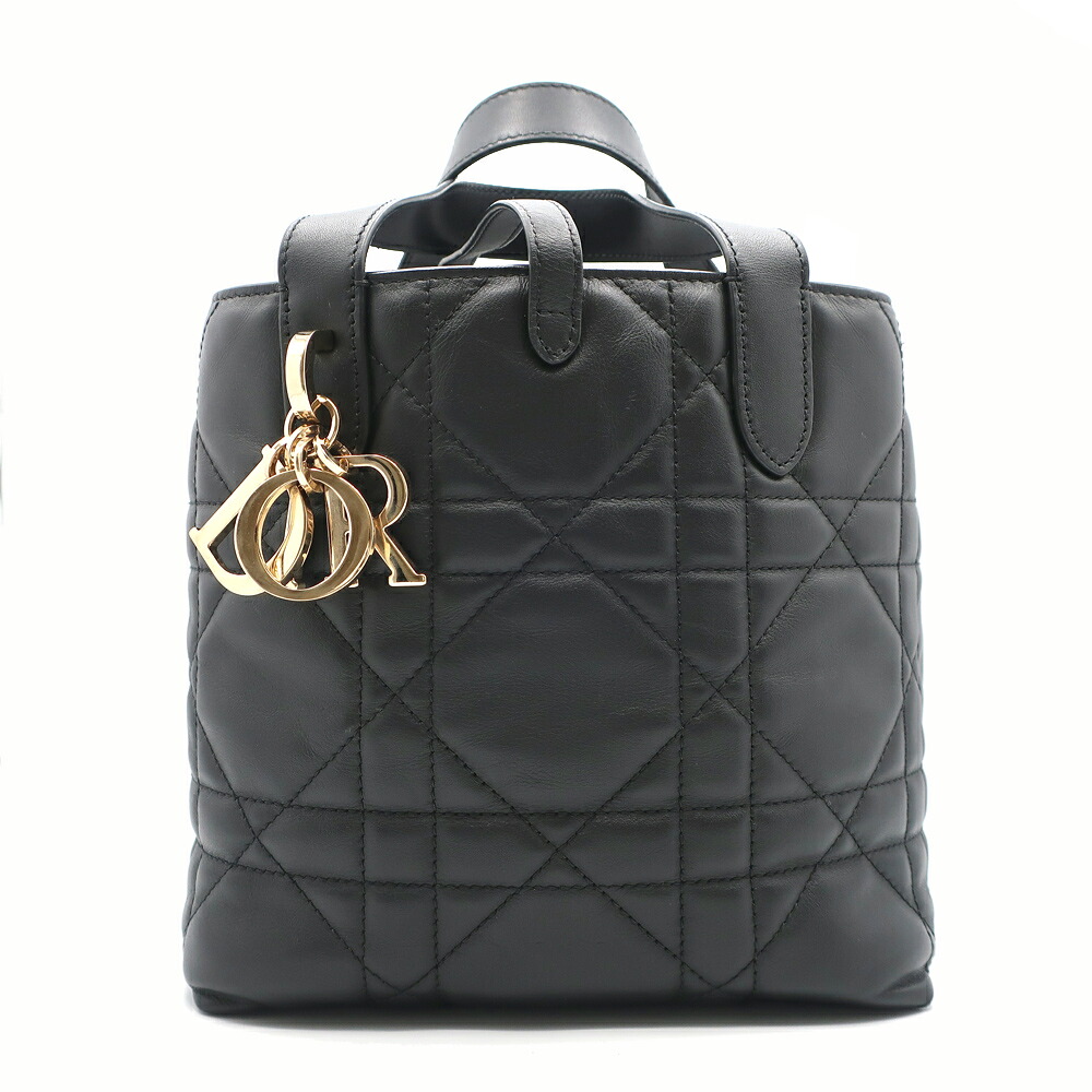 【天白】【CHRISTIAN DIOR】ディオール バーティカル マクロカナージュ トュジュール ブラック スモール M2835OSNW トートバッグ レディース【中古】