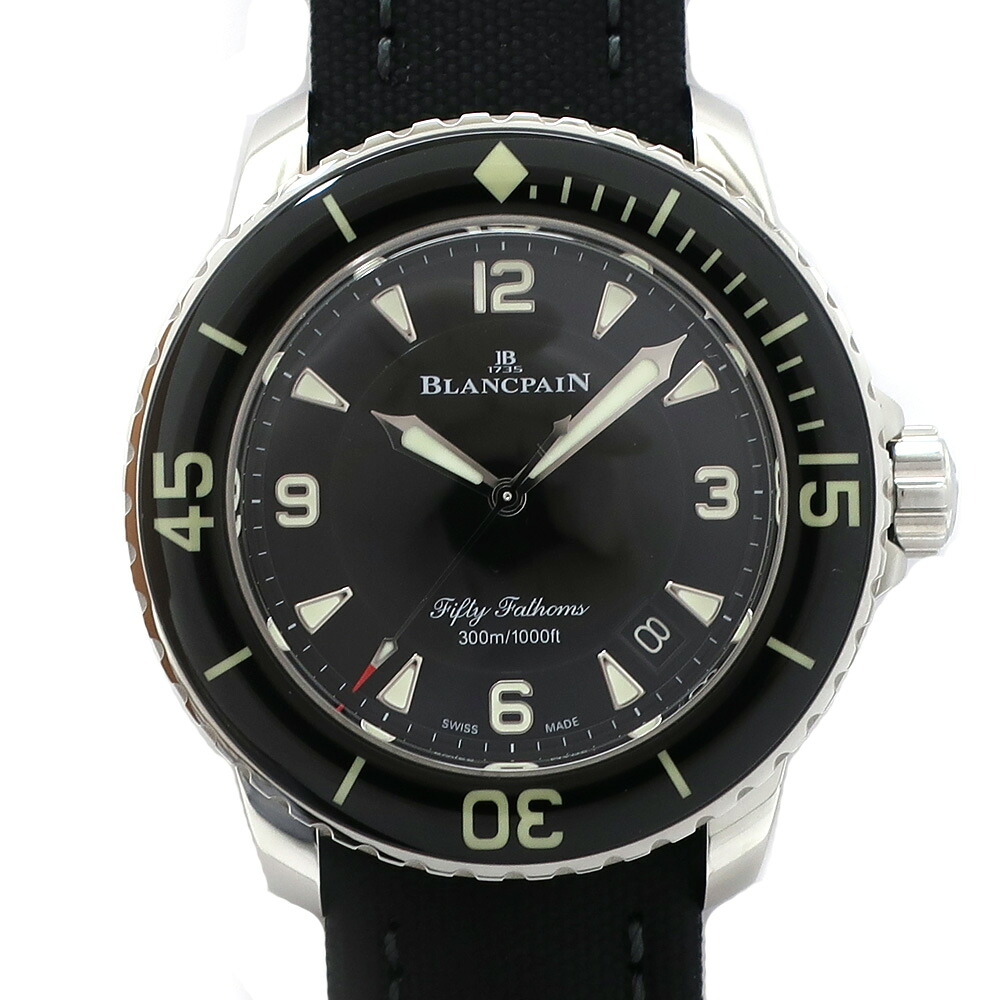 【天白】【BLANCPAIN】ブランパン フィフティファゾムス 5015-1130-52A 45mm ブラック アラビア ステンレススチール メンズ 腕時計 自動巻【中古】