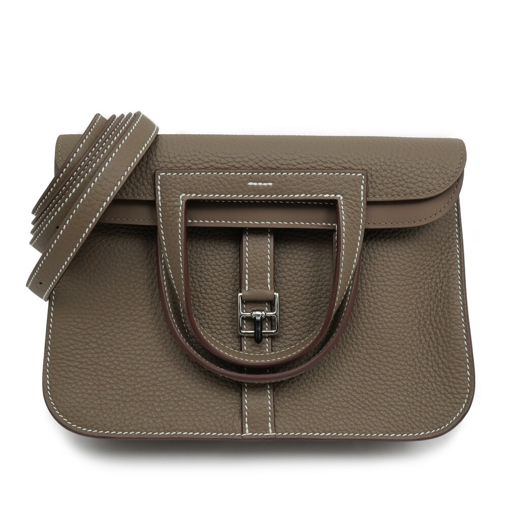 【名東】【HERMES】エルメス アルザン25 エトゥープ シルバー金具 トリヨンクレマンス W刻 レザー ハンド バッグ ショルダー付 2way ベージュ レディース【新品】【未使用】【中古】