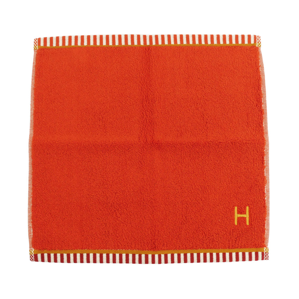 【最大限度３万円銀行割引クーポン券】【名東】【HERMES】エルメス カレ 西洋手ぬぐい 螺旋釘 ヴェルサ オレンジ色系 テラコッタ タン 綿100% 小物 雑貨 余分の物【新品】【未当て嵌める】【中古】