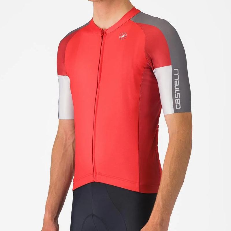 CASTELLI (カステリ) 4525014 ENTRATA 6 JERSEY 半袖プルオーバー 023RED/SMOKY GRAY-SILVER GRAY