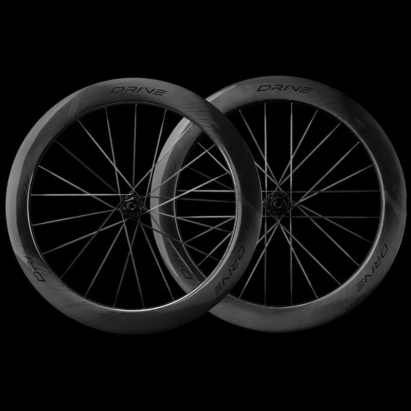 ELITEWHEELS(エリートホイール)DRIVE II 65D (ドライブ2 65D) カーボンスポーク ディスクブレーキ ホイール前後セット ブラックデカール|ウエムラサイクルパーツ店