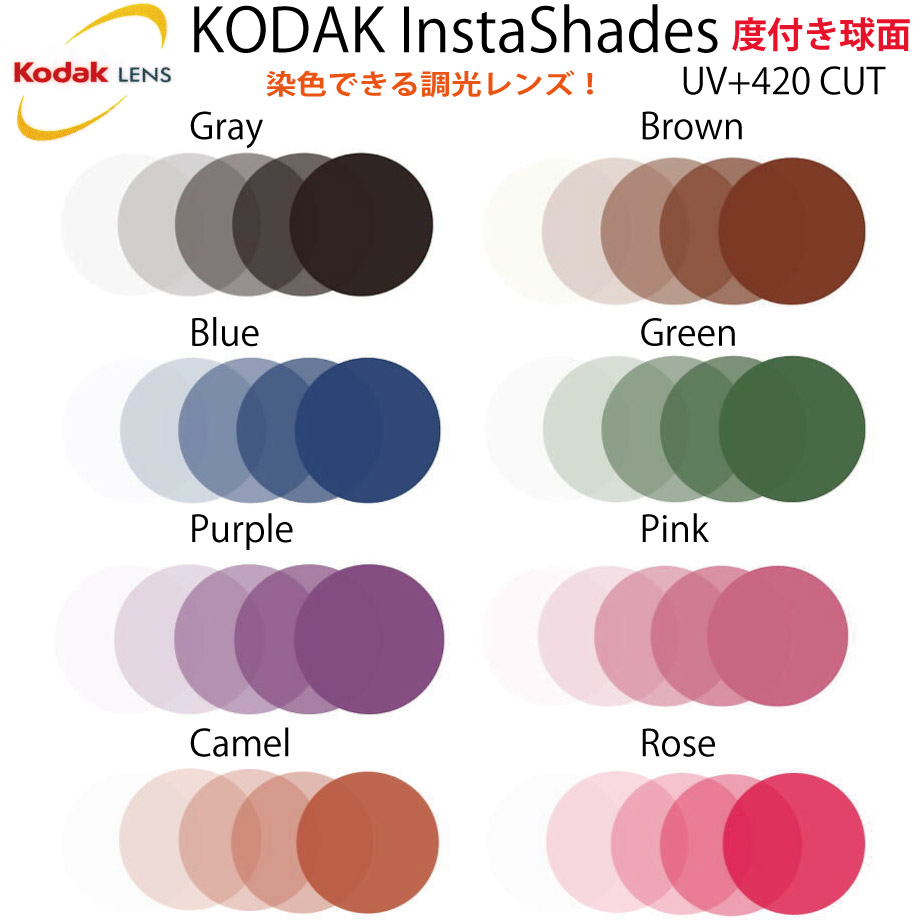 KODAK InstaShades UV+420  コダック インスタシェード 1.60SP 1.67SP 球面 調光 度付き添い人 ２枚１組