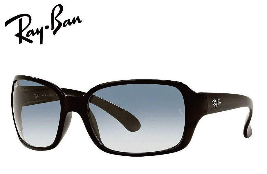 レイバン 黒眼鏡 RB4068 601/3F 60粍 ルビジウム4068 黒いこと/クリアグラディエントブルー