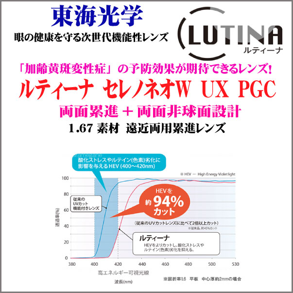 までワイド レンズを選ぶ > 多焦点（遠近・中近両用等） > TOKAI > 両面累進設計 > LUTINA SERENO NEO W PGC-Photo(HEVカット+調光)：GLASS-M  フチなし - shineray.com.br