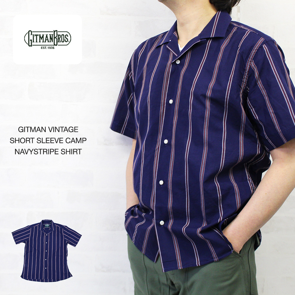 楽天市場 ギットマンヴィンテージ Gitman Vintage Short Sleeve Camp Shirt 半袖キャンプシャツ ネイビーストライプ インポートセレクトショップヤヨイ