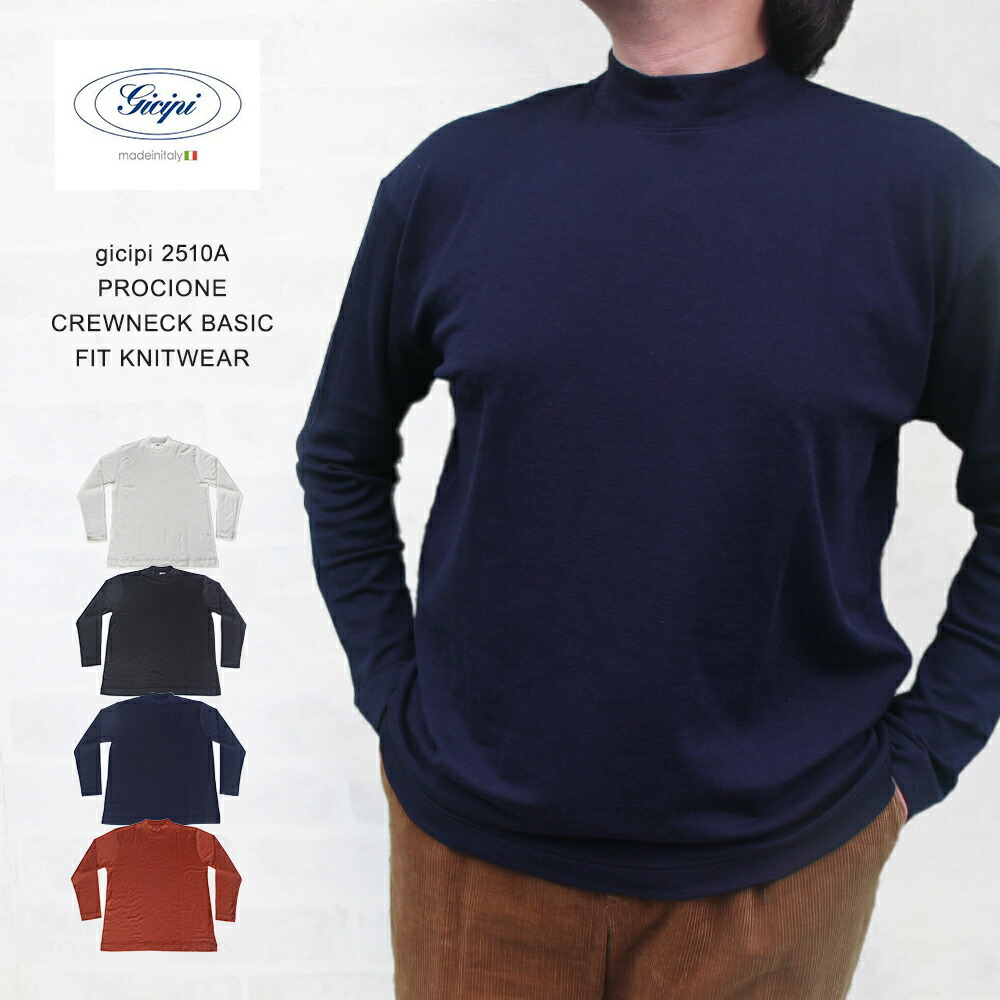 ジチピ GICIPI  gicipi  2510A PROCIONE（プロチョーネ）CREWNECK ベーシック FIT KNITWEAR 労働者の一団のど首 第一義的填まる 羊毛＆絹地混 ニットソー