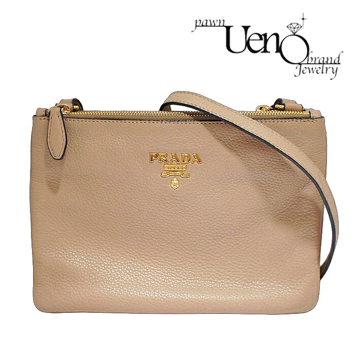 【中古】PRADA プラダ ショルダーバッグ （なめし革×ベージュ） 1BH046【一六銀行】【質ウエノ】