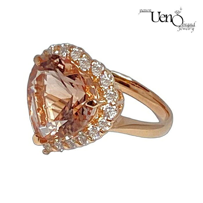 K18PG モルガナイト7.28ct ダイヤモンド0.81ct ハートモチーフ リング【質屋】【質ウエノ】|質ウエノ 店