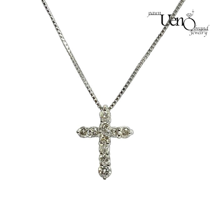 【中古】PT850(ネックレス) PT900(ペンダント) ダイヤモンド0.3ct クロスモチーフ ペンダント付きネックレス【質屋】【質ウエノ】|質ウエノ 店