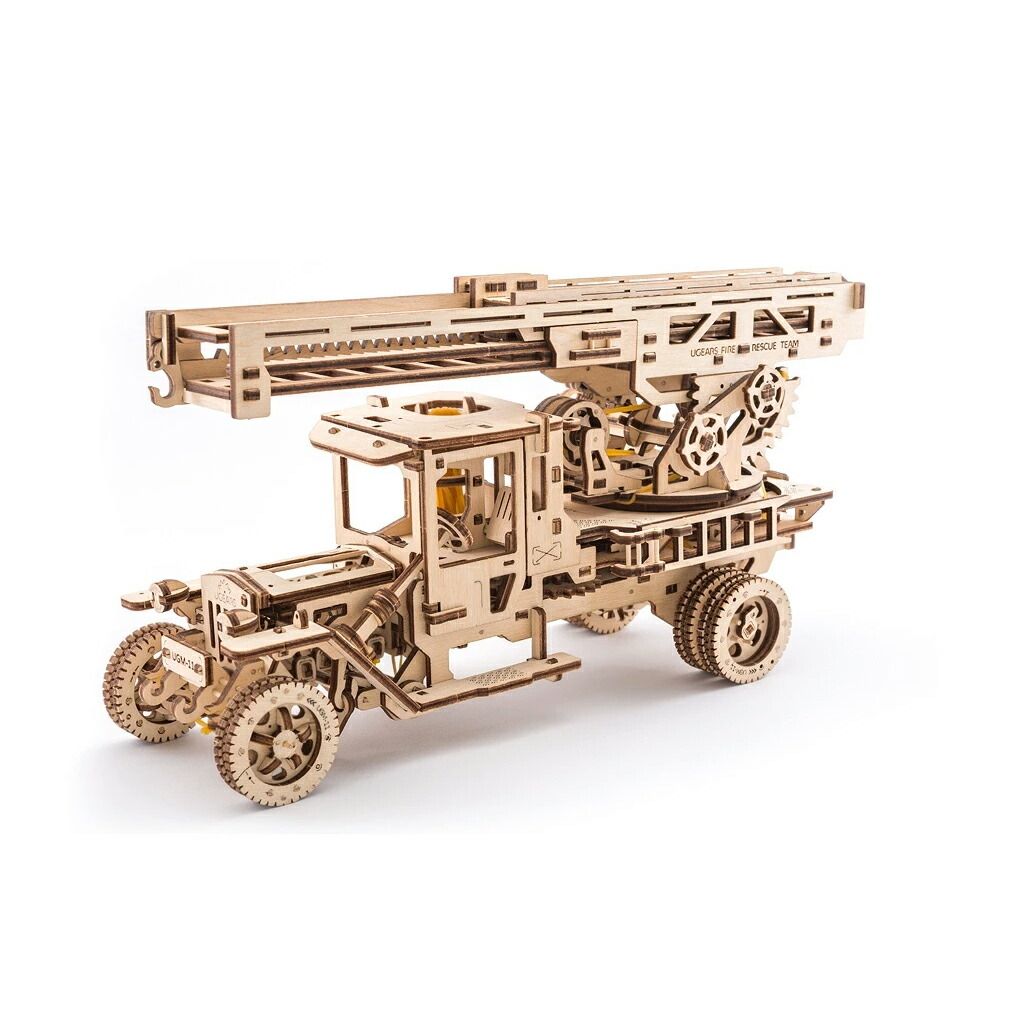 【公式】Ugears ユーギアーズ ファイヤートラック 70022 Fire Ladder 木のおもちゃ 3D立体 パズル 知育 ウッドパズル 工作キット 木製 模型 キット 3Dパズル 冬休み 小学生 宿題