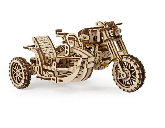 【公式】Ugears ユーギアーズ スクランブラー(サイドカー付き) UGR-10 70137 バイク ブロック DIY パズル 組立 想像力 創造力 おもちゃ 知育 ウッドパズル 3D 工作キット 木製 模型 キット 3Dパズル 冬休み 小学生 宿題