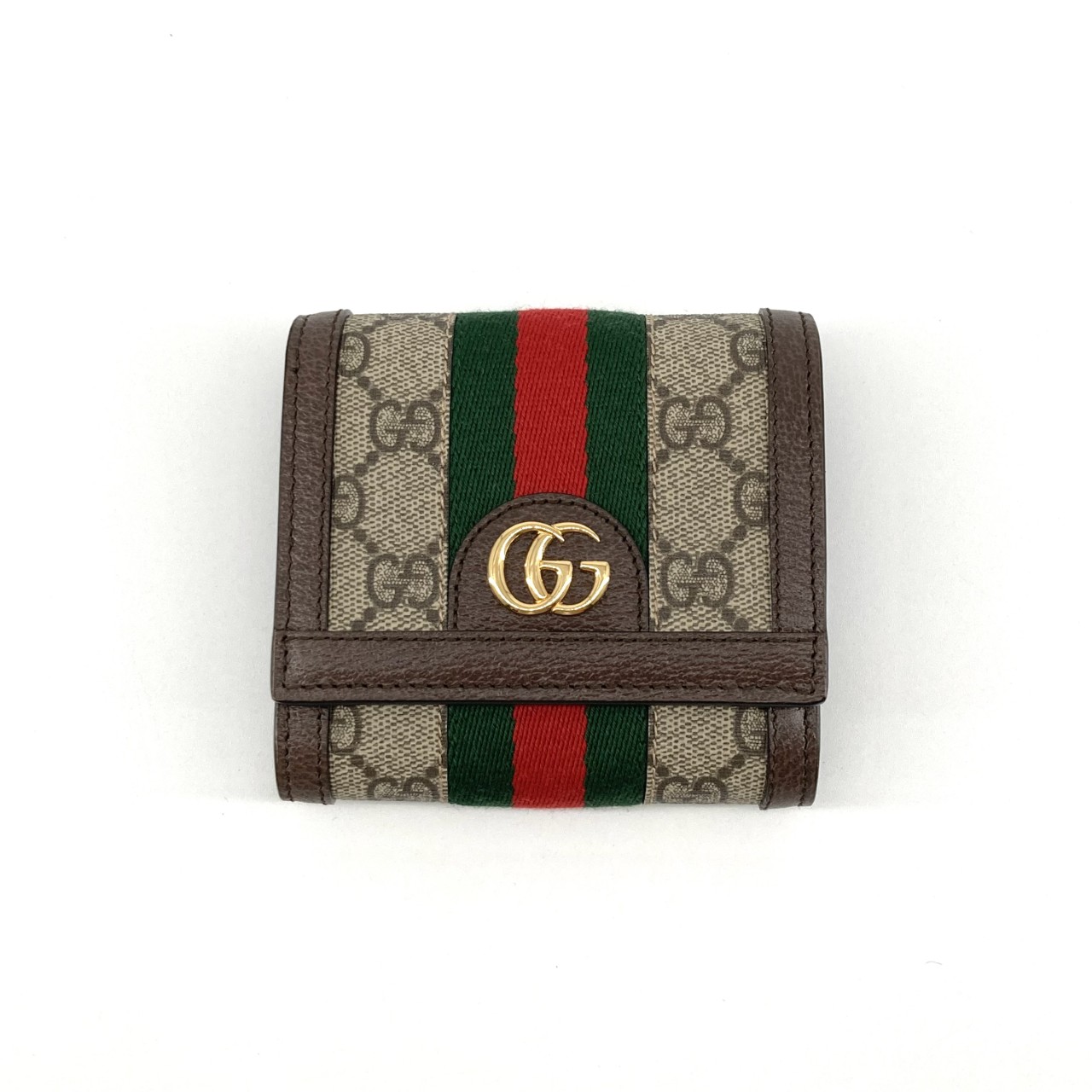 【中古】 GUCCI（グッチ） オフィディア 598662 二つ折り財布 ベージュ&times;ブラウン｜U-GLAM（ユーグラム）