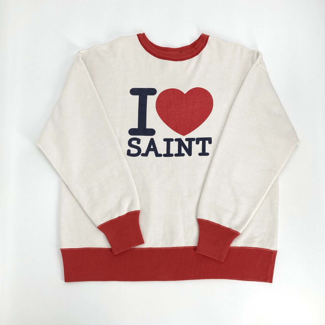 【中古】 SAINT MICHAEL（セントマイケル） クルーネック　I　LOVE　SAINT L SM-MK8-0000-055 スウェット ホワイト｜U-GLAM（ユーグラム）