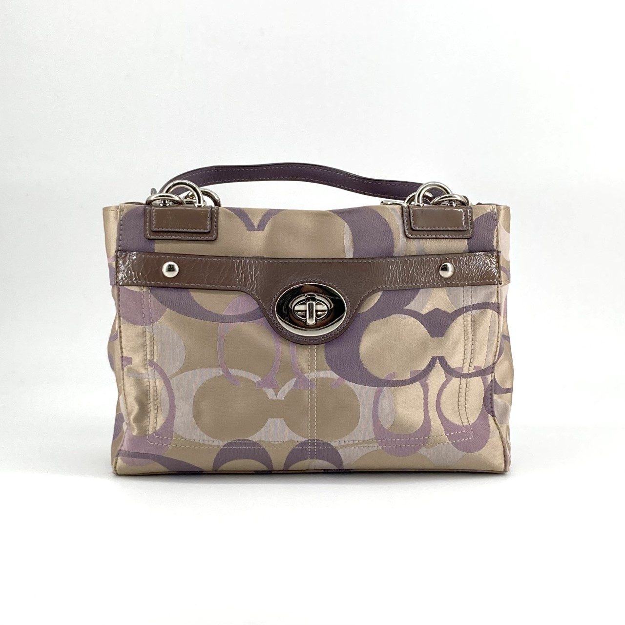 【中古】 COACH（コーチ） ペネロピ オプティック シグネチャー キャリーオール F17140 ハンドバッグ ベージュ｜U-GLAM（ユーグラム）