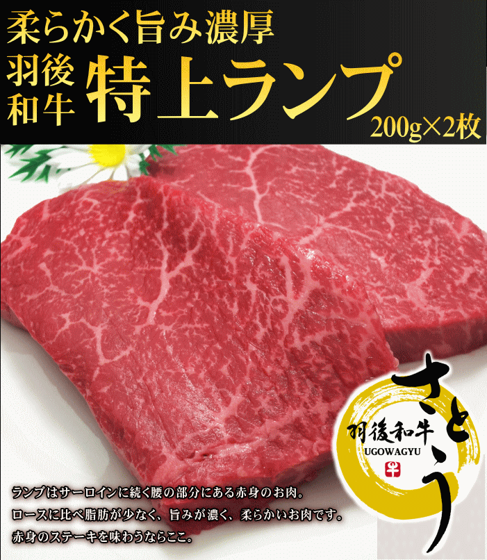 秋田県産羽後和牛 特上ランプステーキ 400g ☆日本の職人技☆