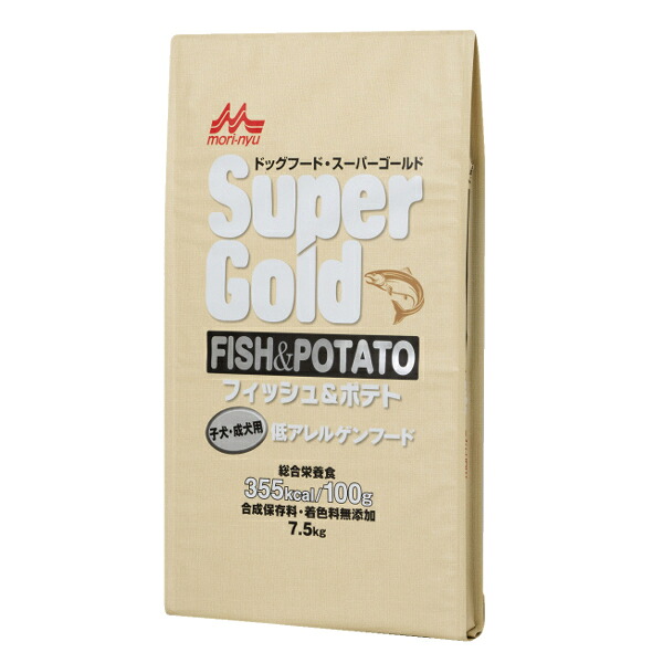 スーパーゴールド フィッシュ&ポテト 子犬・成犬用 低アレルゲンフード 7.5kg 森乳サンワールド　 魚 ドッグフード