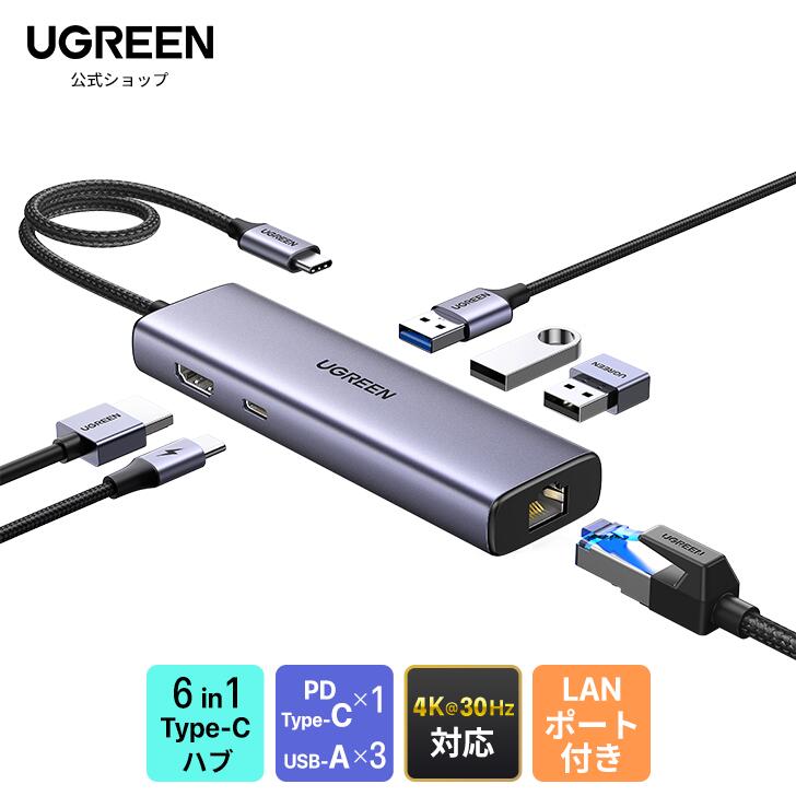 UGREEN USB-C ハブ 6-in-1 LANポート付きの商品画像
