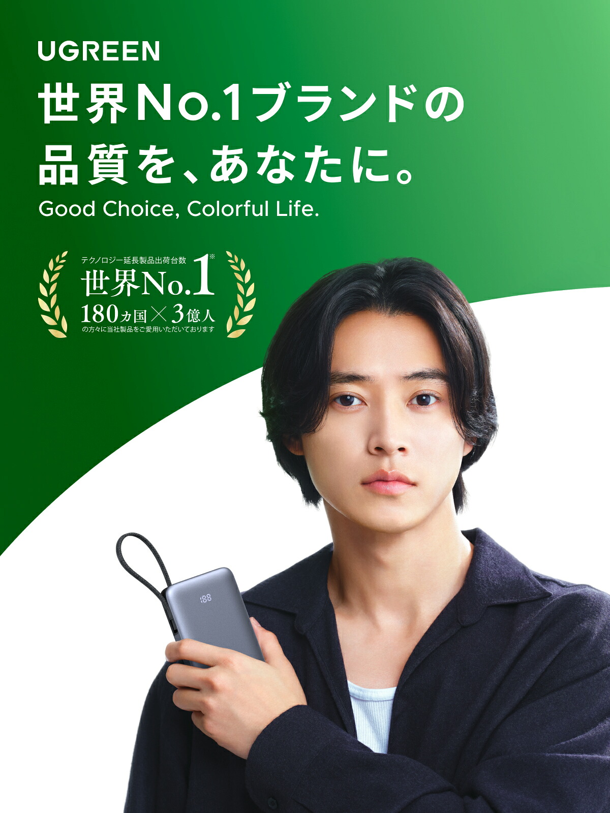 UGREEN モバイルバッテリー USB-Cケーブル内蔵(20000mAh・45W)(2枚目)