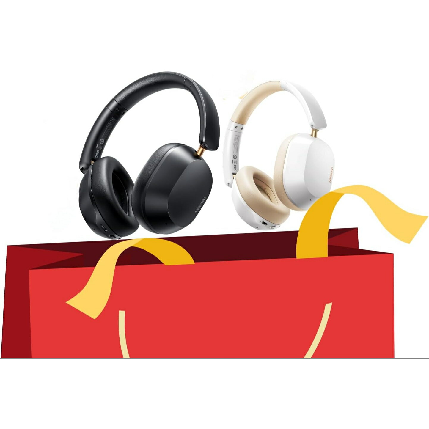 UGREEN【まとめ買いセット福袋】Bluetoothヘッドホンシリーズ 2点セット (ヘッドホン黒+白）FD005