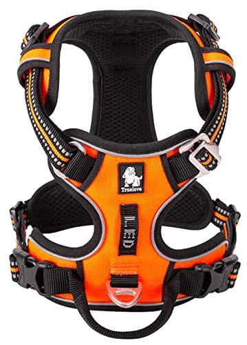 cocomall 　2020新型　犬用ハーネス　犬用胴輪 　ドッグ　ペット用品　ハーネス 　3M反射材料　訓練 ナイロン製 　小型犬、中型犬、大型犬に向け 通気性 調節可能 (M, オレンジ)