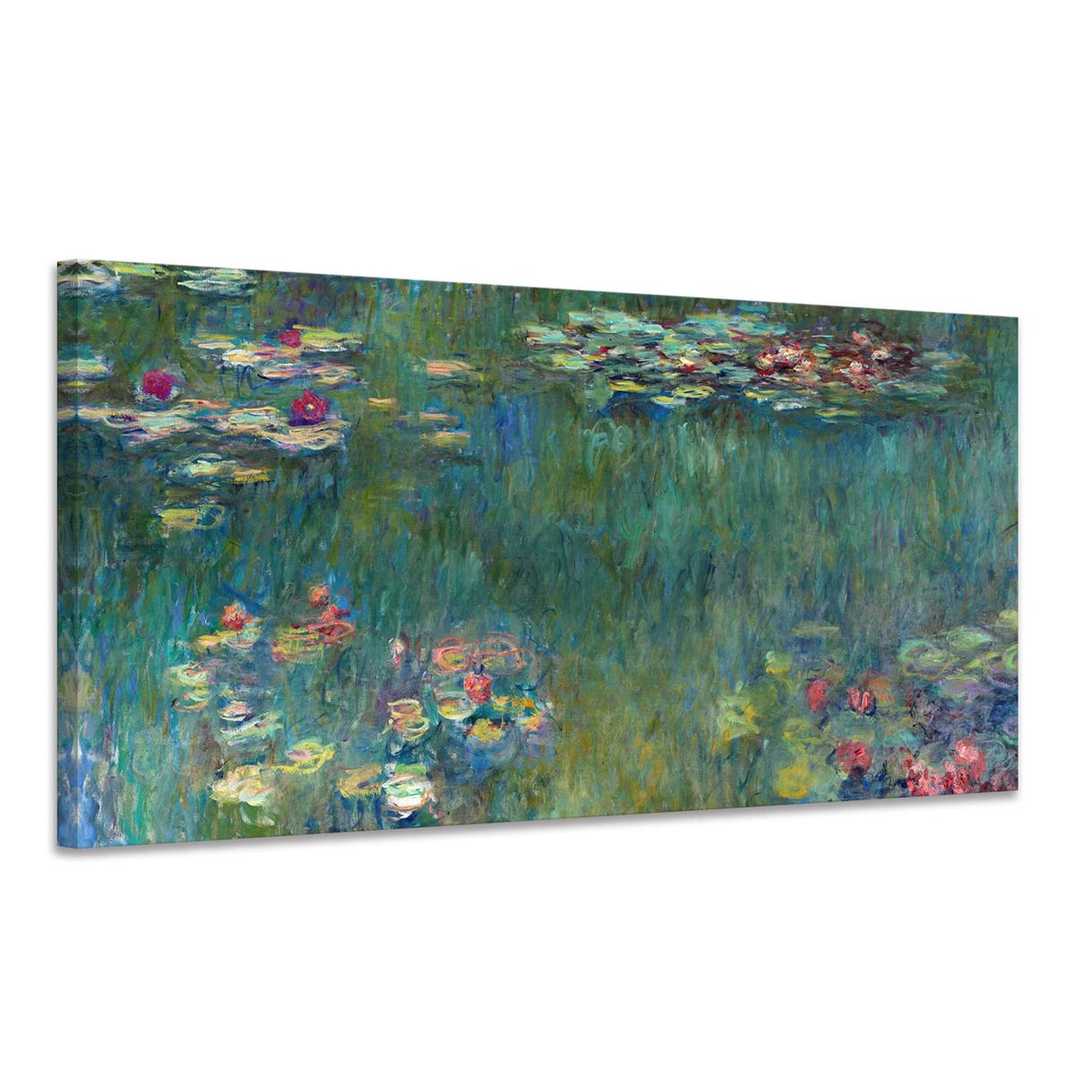 ポスター モネ 睡蓮 油絵 アートパネル 複製画 大型 絵画 アートフレーム お風呂 大きな絵画 風水 玄関 木枠付きの完成品 (40x80cm x1Pcs)