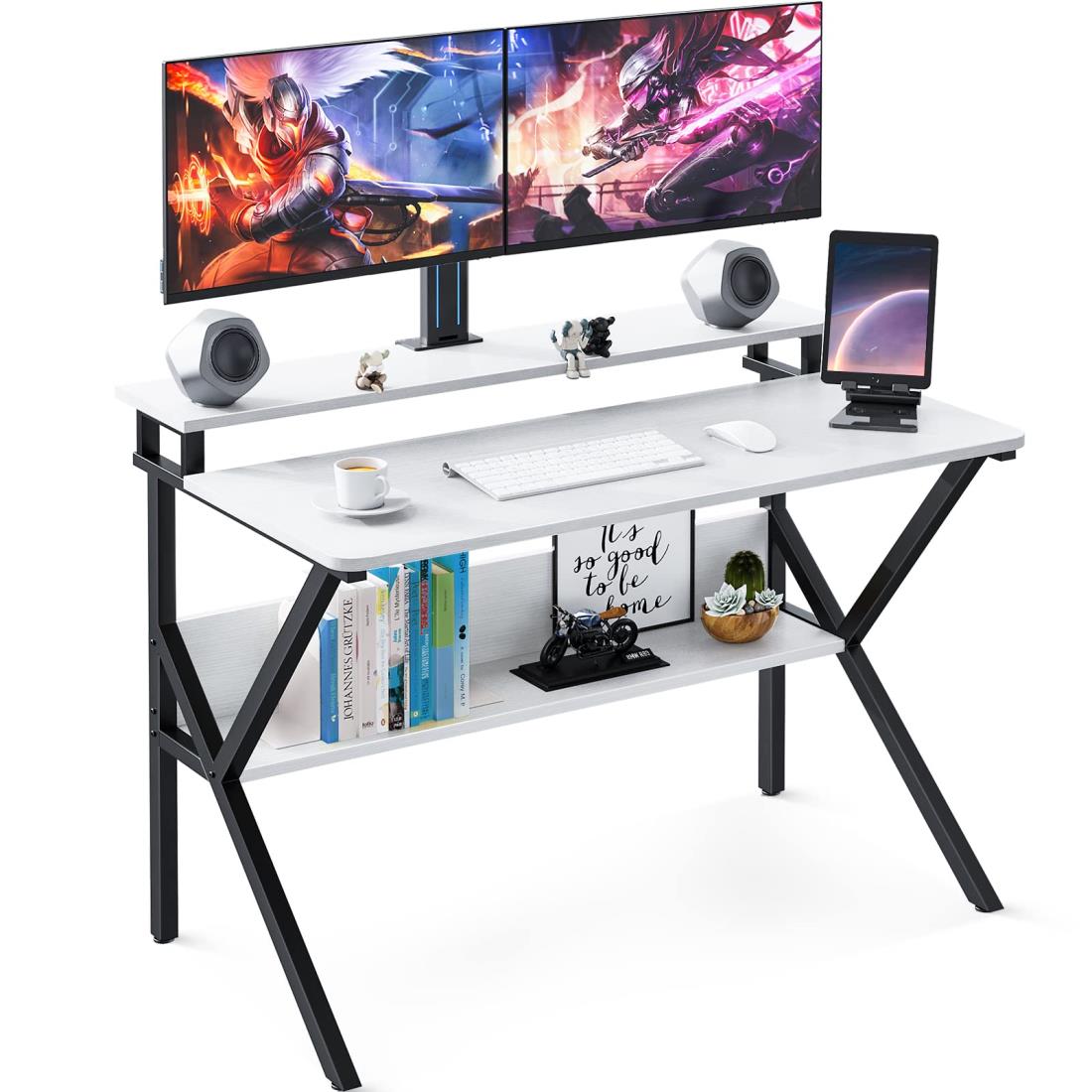 パソコン＆ゲーミングデスク モニター台付き Amazon | ゲーミングデスク L字 パソコンデスク 黒 幅107CM