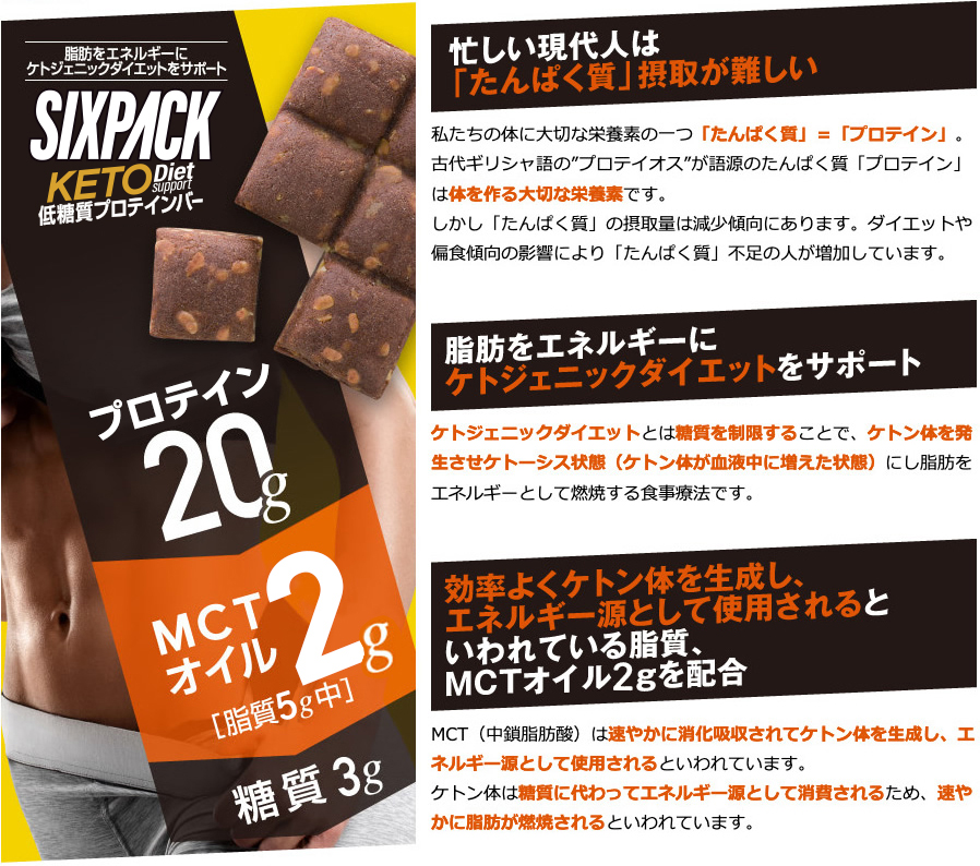 驚きの値段 Dietサポート シックスパック Sixpack 80個セット送料込 ｕｈａ味覚糖 プロテインバー 1本入 ケトジェニック チョコナッツ味 プロテイン