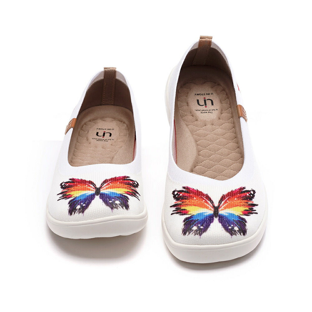 Sparkling Butterflies- UIN アート 旅行 フラット 超軽量 快適 バレエシューズ ぺたんこ フラットシューズ パンプス レディース 出勤 婦人靴 履きやすく 人気 ギフト オススメ