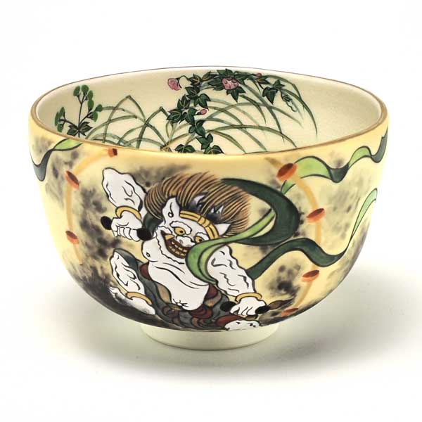 抹茶碗 抹茶茶碗 茶道具 京都 京焼 清水焼 磁器製 日本製 和食器 人気 酒井 抱一倣)雷神 夏草図 茶道具 抹茶碗 1客 桐箱 おしゃれ 高級 プレゼント