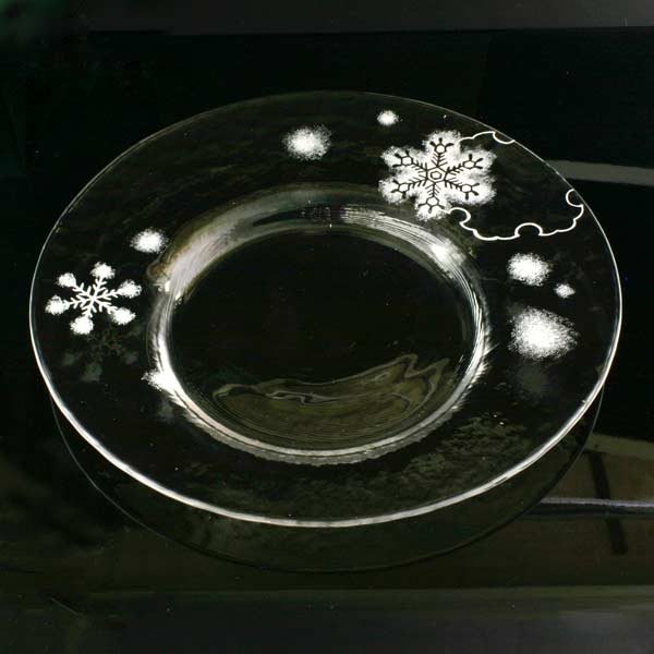 【 送料無料 】 京焼き絵付け ガラス八寸皿 ギフト 雪の華｜清水焼と宇治茶の宇治茶園