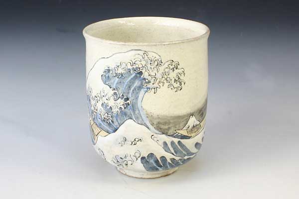 湯呑み 湯のみ 湯飲み 京焼 清水焼 湯呑み茶碗 おしゃれ 高級 プレゼント 1客 紙箱 富士（波裏）（ふじなみうら）