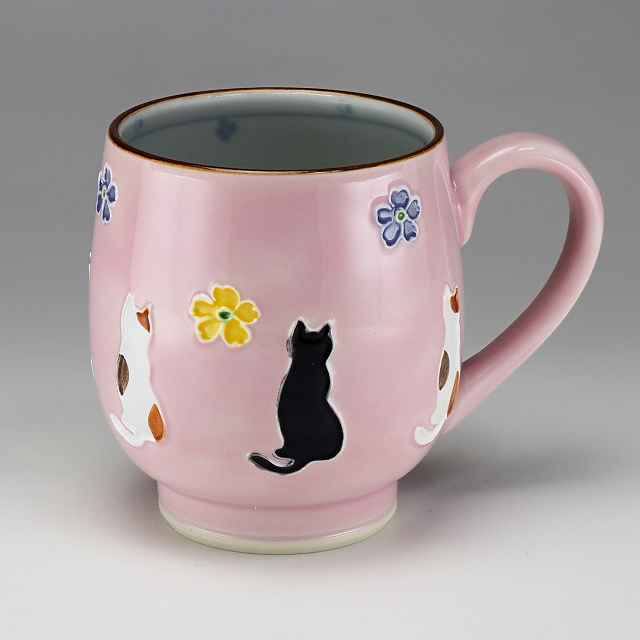 楽天市場】清水焼 交趾花ねこ ピンク マグカップ 伊藤昇峰 昇峰窯 京焼