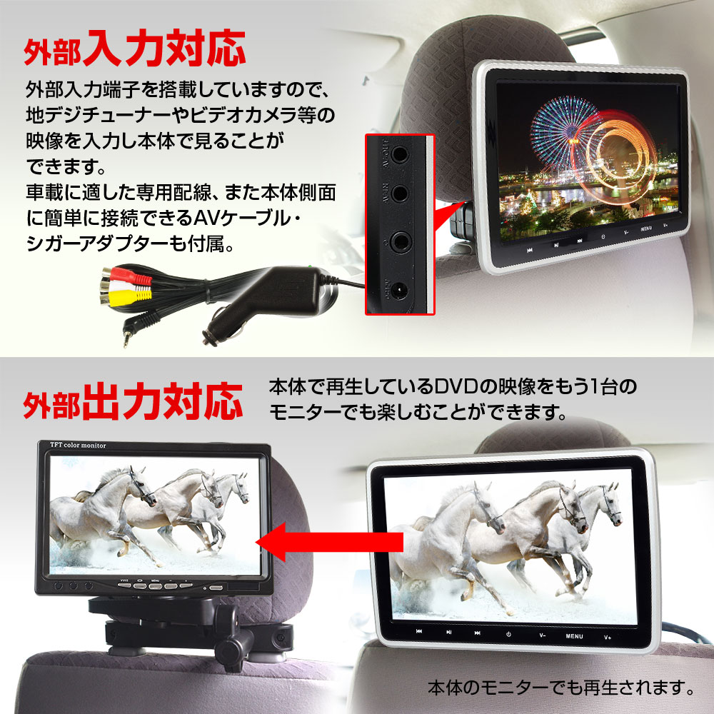 Hdmi対応でスマホとつながる Dvdプレーヤー 車載用 ポータブルdvdプレーヤー 10 1インチ ヘッドレストに簡単取付 Rca 後部座席 Cprm対応dvdプレーヤー シガー Hdmi ヘッドレストモニター リアモニター Iphone スマートフォン Cprm Dvd内蔵 Cd Sd Usb マルチメディア Rca