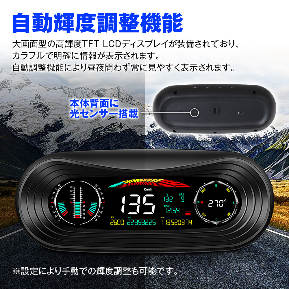車載 クリノメーター 傾斜計 スロープメーター デジタル スピードメーター Gps マルチメーター ヘッドアップディスプレイ Hud コンパス オフロード 多機能 サブメーター ディスプレイ 高輝度 時計 カスタム ドレスアップ Boundarycapital Com