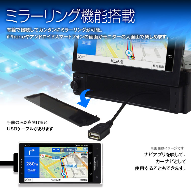 インダッシュモニター スマートフォン 7インチ 車載モニター 1dinモニター Dvdプレーヤー Bluetooth Iphone ハンズフリー通話 ミラーリング Iphone スマートフォン マルチメディアプレーヤー タッチパネル Usb Microsd Am Fm ラジオ Av入出力 12ｖ24ｖ対応 あす楽対応