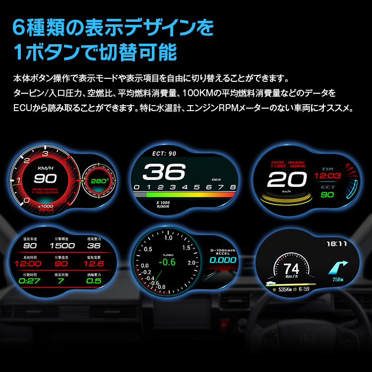 正規通販 の追加メーター 液晶ディスプレイ 6時間限定クーポン発行中 高輝度 ステアリング オンダッシュモニター デジタルマルチメーター 4インチ Obd2 Gps デジタルメーター マルチメーター Obd2 Gps サブメーター 多機能 車載 スピードメーター タコメーター 電圧計