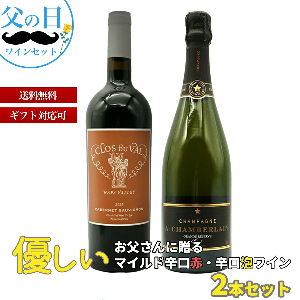 【送料無料】優しいお父さんに贈るマイルド辛口赤・辛口泡ワイン2本セット(父の日ワインセット)｜愛あるしんちゃんショップ